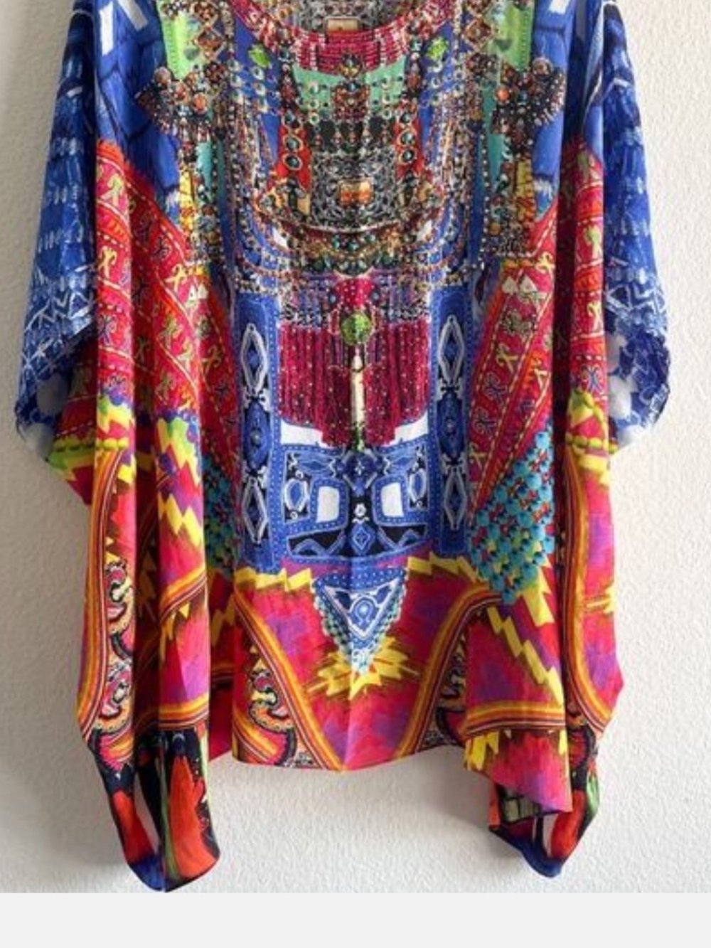 Camilla Multicolor Blue Pink Red Yellow Printed Silk Tunic